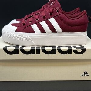 Adidas Bravada 2.0 Platform Shoes Women's 8 Burgundy White Casual Skateboarding